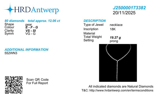 Sophisticated Pear Shape Fancy Diamond Necklace in 18k Gold