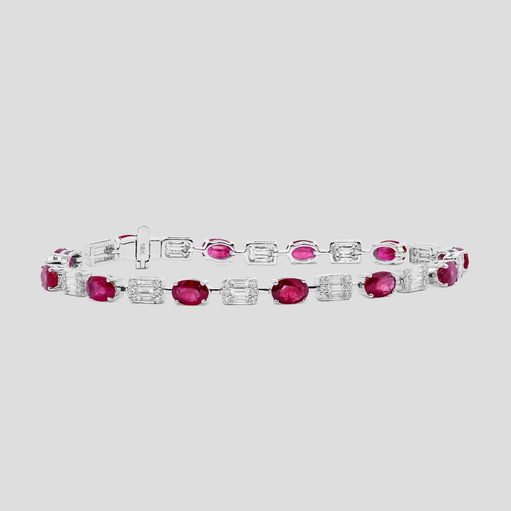 Ruby with Fancy Diamonds Tennis Bracelet
