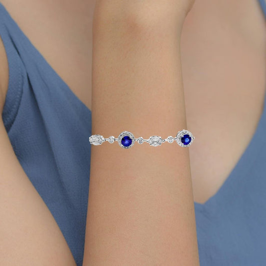 Ecstasy Blue Sapphire & Diamond Bracelet in 18k Gold