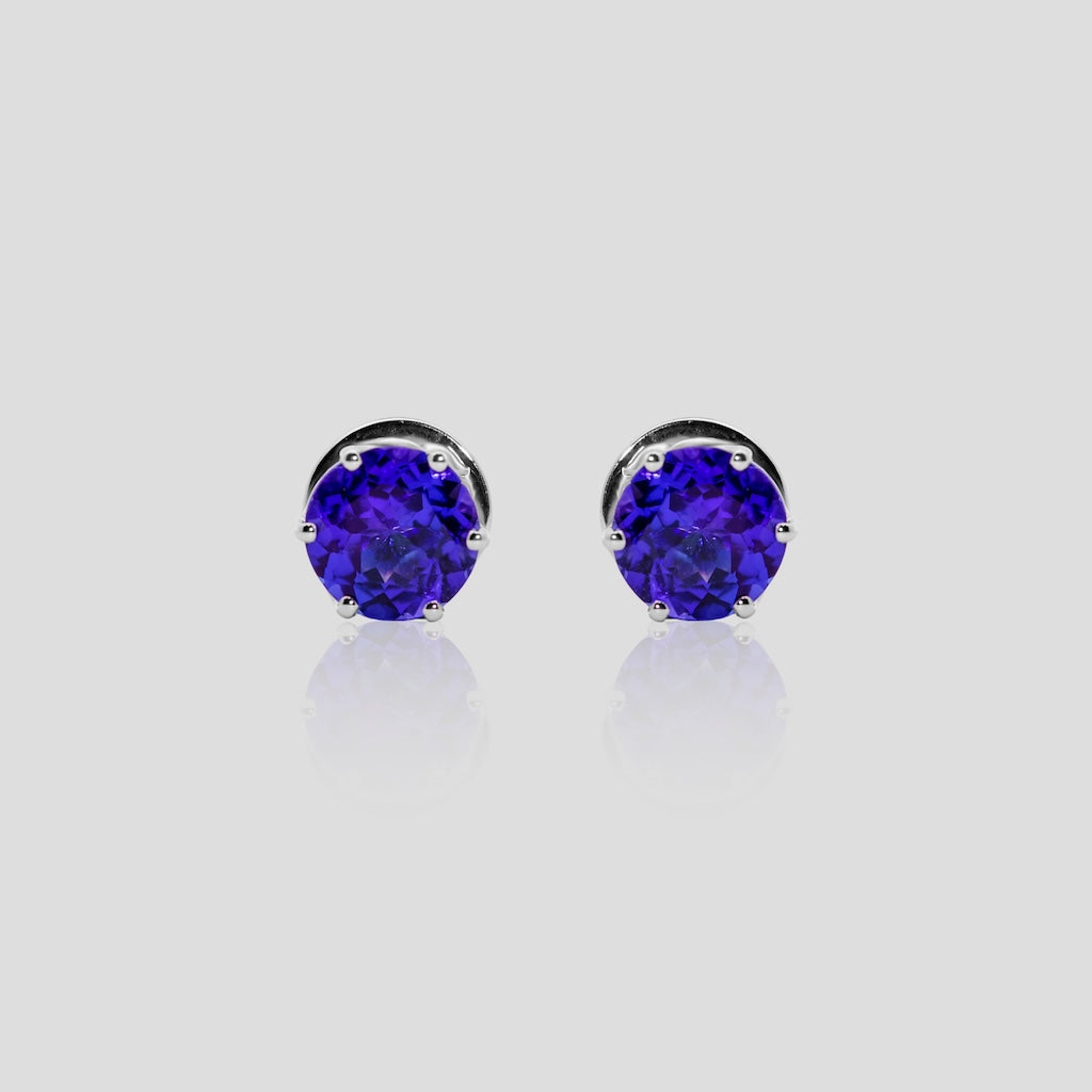 Tanzanite Round Stud Earrings