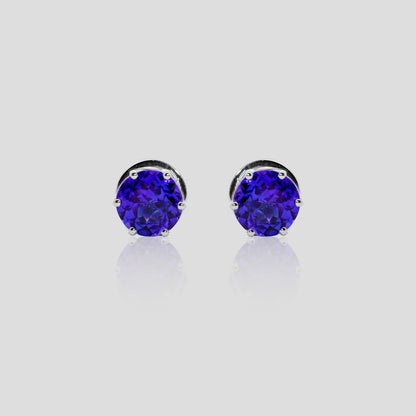 Tanzanite Round Stud Earrings