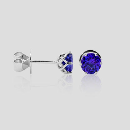 Tanzanite Round Stud Earrings