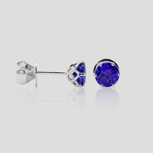 Tanzanite Round Stud Earrings