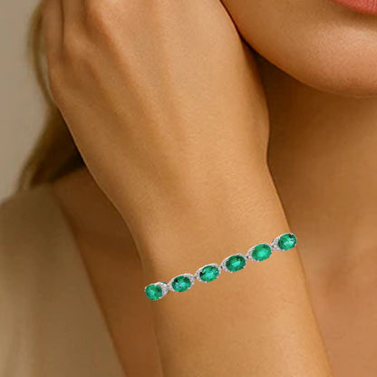 Regal Tennis Bracelet in Emerald & Diamond in 18k Gold