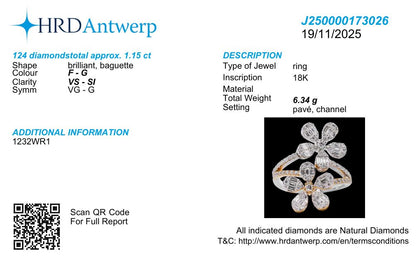 Blooming Flowers Diamond Bypass Ring in 18k Gold