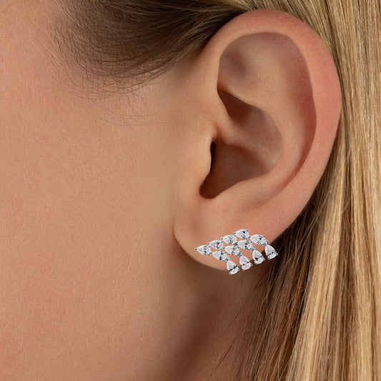 Fancy Pear Diamond Stud Earrings in 18k Gold