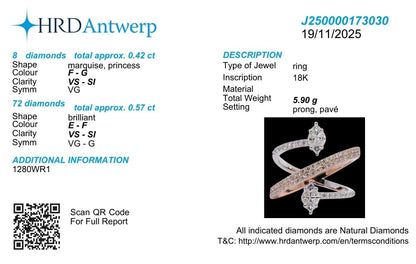 Diamond Bypass Ring in Two Tone in 18k Gold