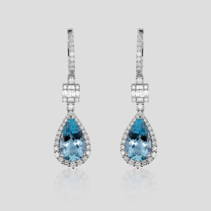 Royal Aquamarine & Diamond Danglers in 18k Gold