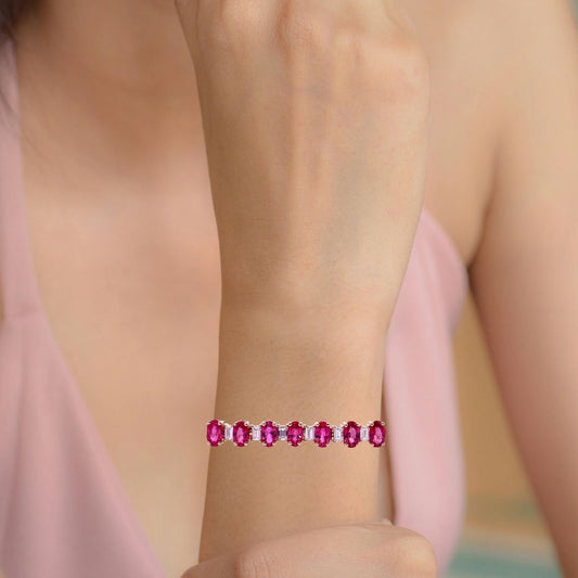 Timeless Tennis Bracelet in Ruby & Diamond in 18k Gold