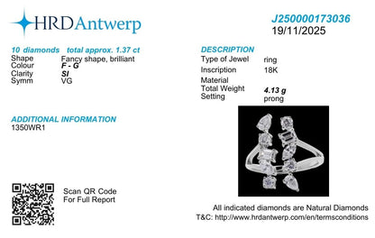 Fancy Diamond Bypass Engagement Ring in 18k Gold