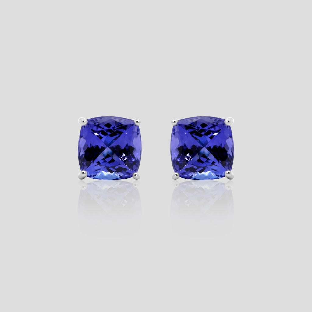 Tanzanite Cushion Stud Earrings