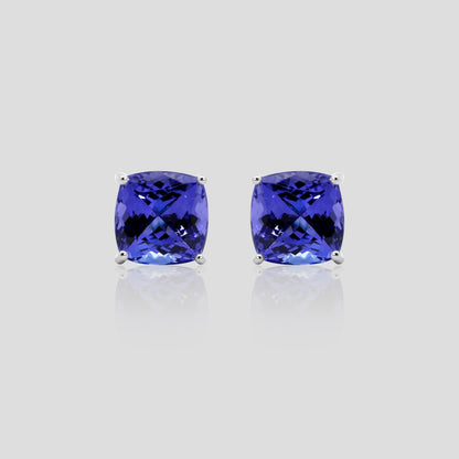 Tanzanite Cushion Stud Earrings