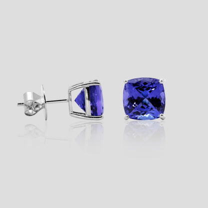 Tanzanite Cushion Stud Earrings