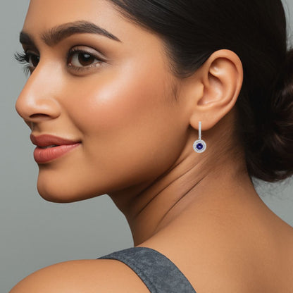 Mesmerizing Tanzanite & Diamond Hoops in 18k Gold