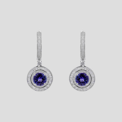 Mesmerizing Tanzanite & Diamond Hoops in 18k Gold