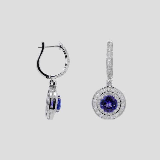 Mesmerizing Tanzanite & Diamond Hoops in 18k Gold