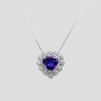 Titanic Tanzanite Heart & Diamond Pendant with Chain (Adjustable) in 18k Gold