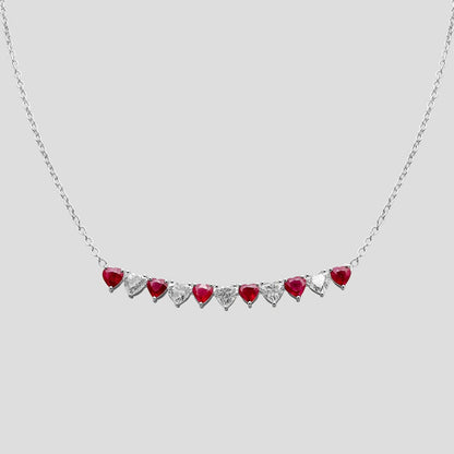 Ruby and Diamond Heart Tanmaniya Necklace in 18k Gold
