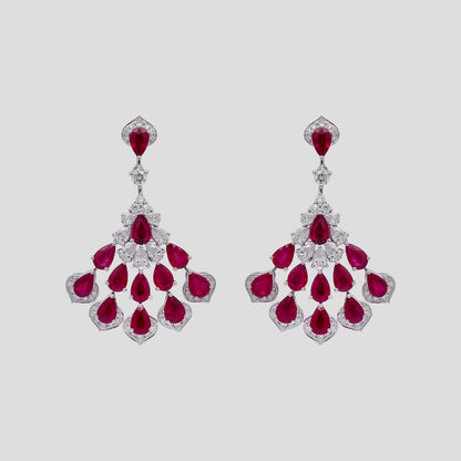 Wings on Fire Ruby & Diamond Danglers in 18k Gold