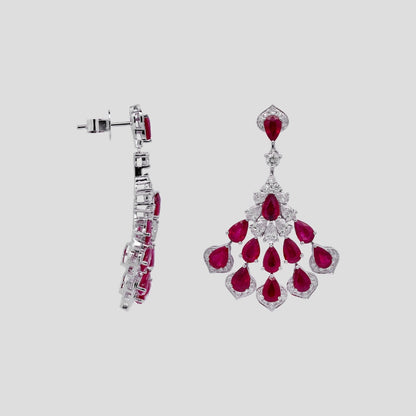 Wings on Fire Ruby & Diamond Danglers in 18k Gold