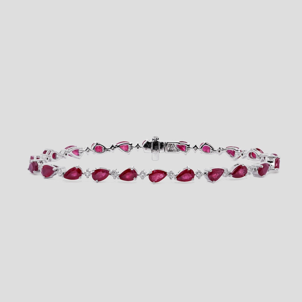 Elegant Pear Ruby Tennis Bracelet with Diamond