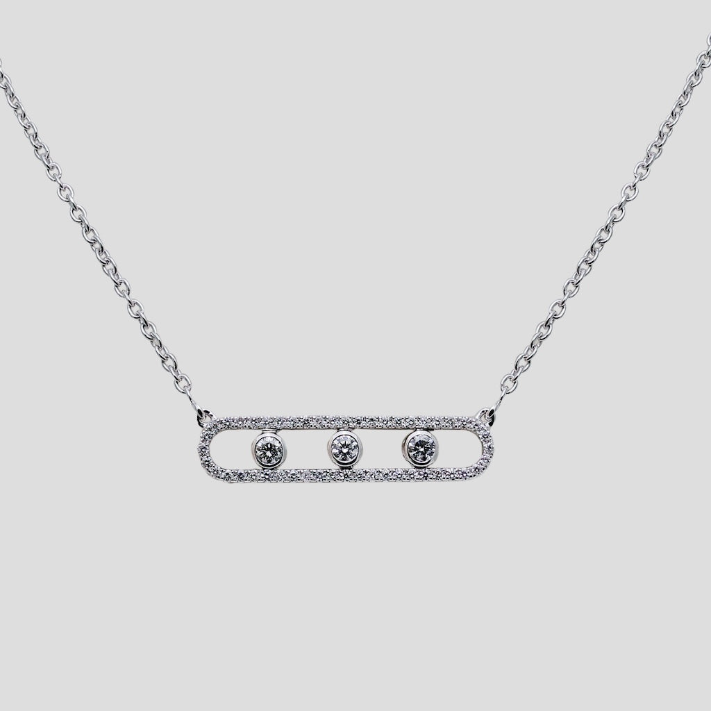 Moving Diamonds Pendant with Chain (Adjustable) in 18k Gold