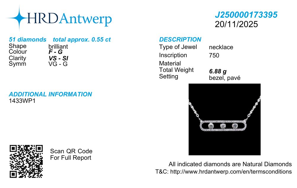 Moving Diamonds Pendant with Chain (Adjustable) in 18k Gold