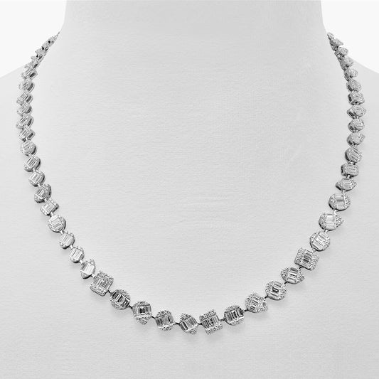 Timeless Single Line Fancy Diamond Necklace in 18k Gold