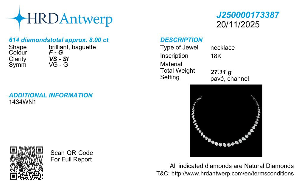 Timeless Single Line Fancy Diamond Necklace in 18k Gold