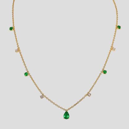 Stylish Emerald & Diamond Chain Necklace in 18k Gold