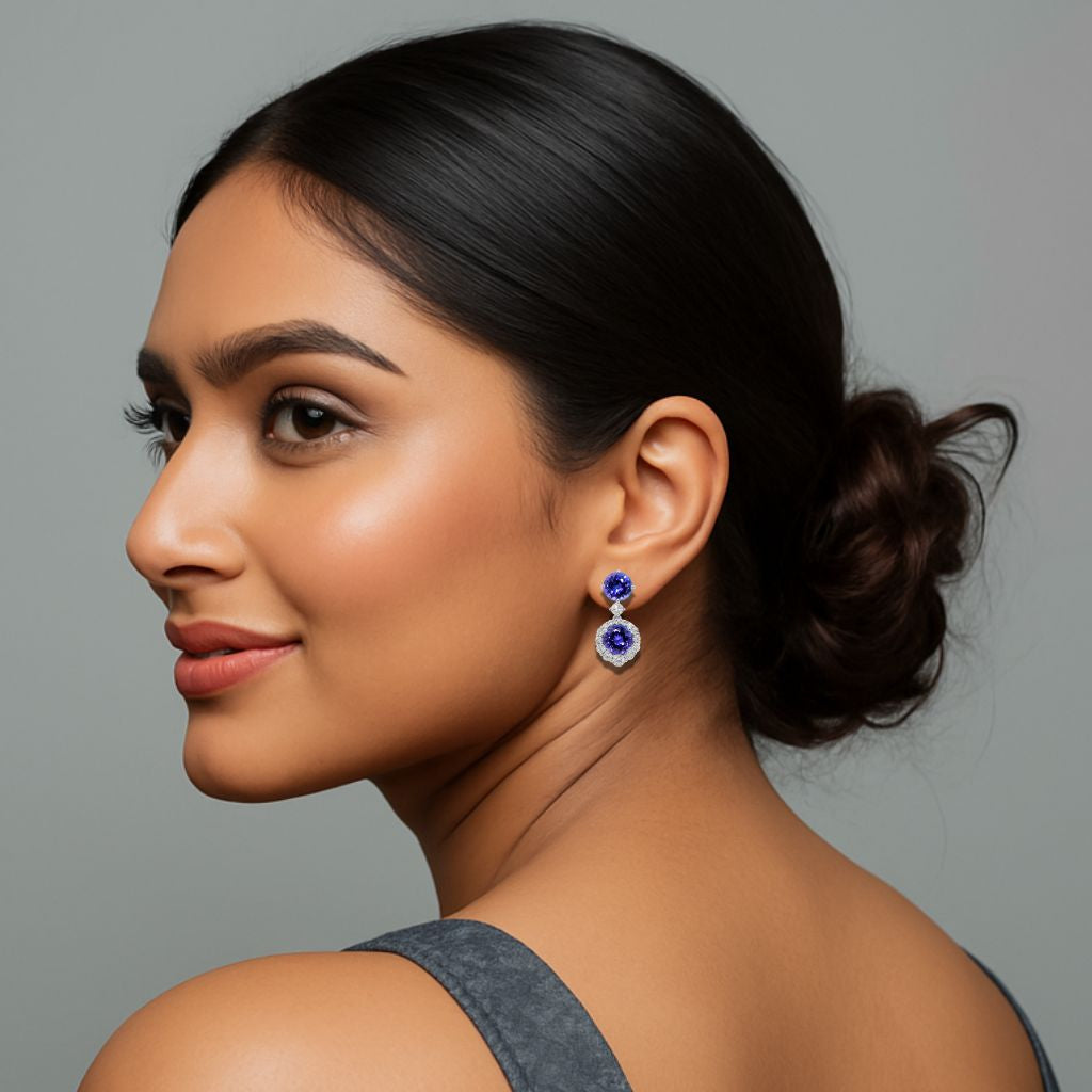 Versatile Tanzanite and Diamond Danglers in 18k Gold