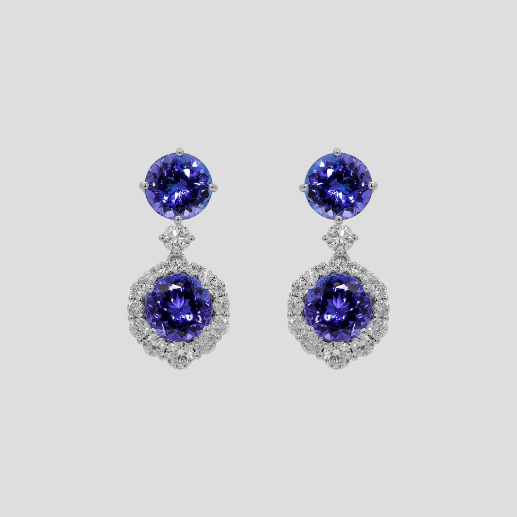 Versatile Tanzanite and Diamond Danglers in 18k Gold