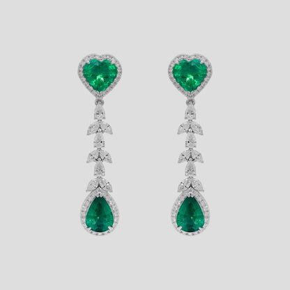 Graceful Emerald & Diamond Danglers in 18k Gold