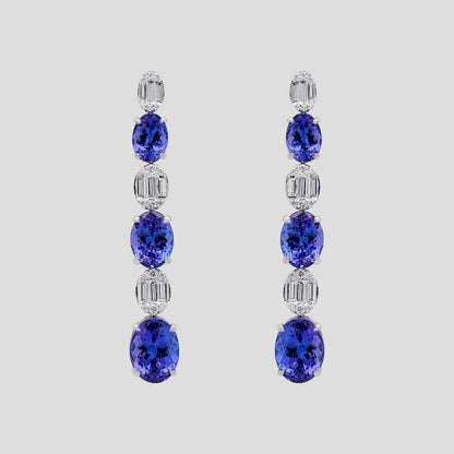 Classic Beauty Tanzanite & Diamond Danglers in 18k Gold
