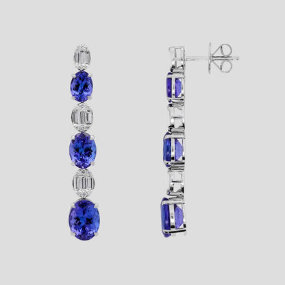 Classic Beauty Tanzanite & Diamond Danglers in 18k Gold
