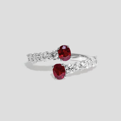 Ruby Diamond Bypass Ring
