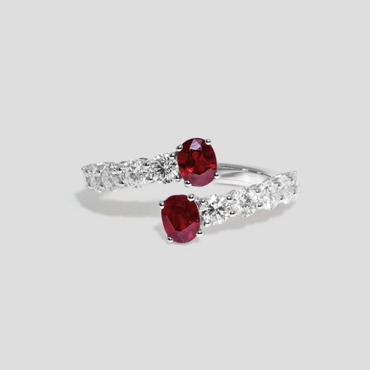 Ruby Diamond Bypass Ring