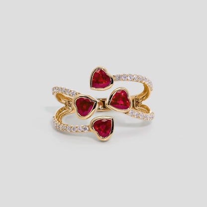 Ruby Heart Ring with Diamond