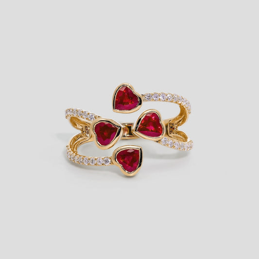 Ruby Heart Ring with Diamond