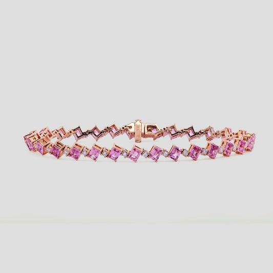 Tennis Bracelet in Pink Sapphire and Diamond