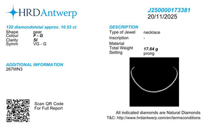 Premium Single Line Pear Diamond Necklace in 18k Gold