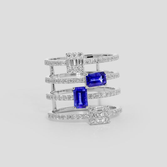 Statement Blue Sapphire Wedding Ring