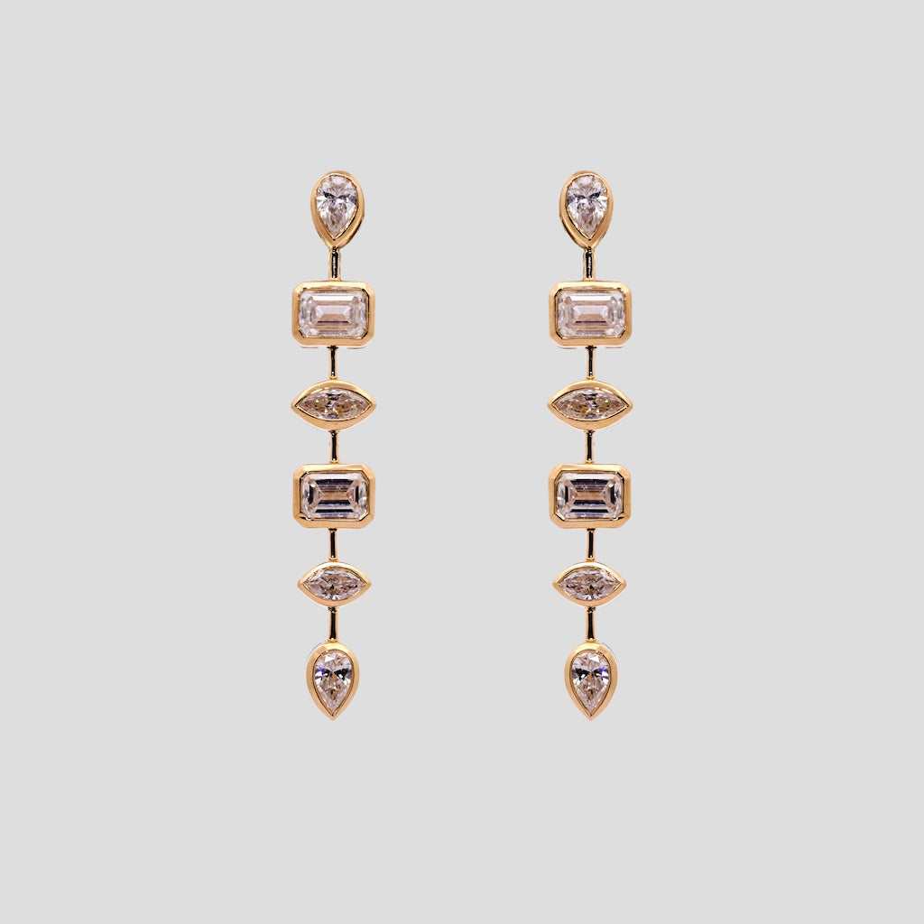 Vintage Fancy Diamond Dangler Earrings in 18k Gold