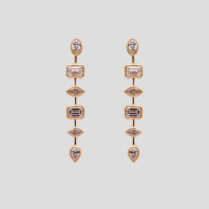 Vintage Fancy Diamond Dangler Earrings in 18k Gold