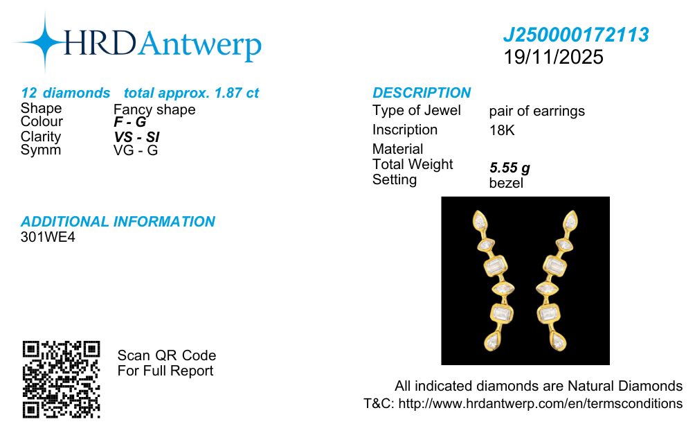 Vintage Fancy Diamond Dangler Earrings in 18k Gold