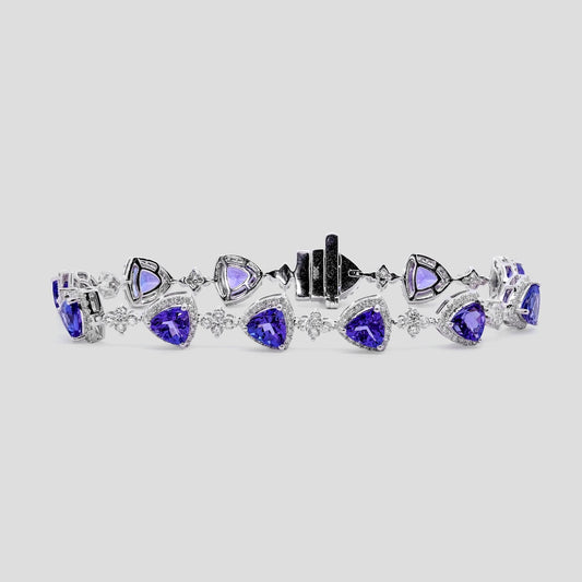 Elegant Tanzanite Trillion and Diamond Bracelet
