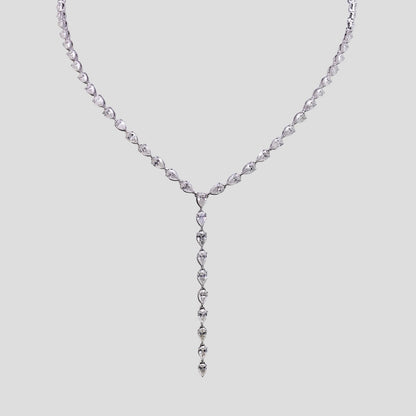 Sophisticated Pear Shape Fancy Diamond Necklace in 18k Gold