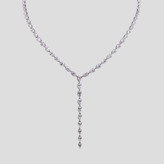 Sophisticated Pear Shape Fancy Diamond Necklace in 18k Gold