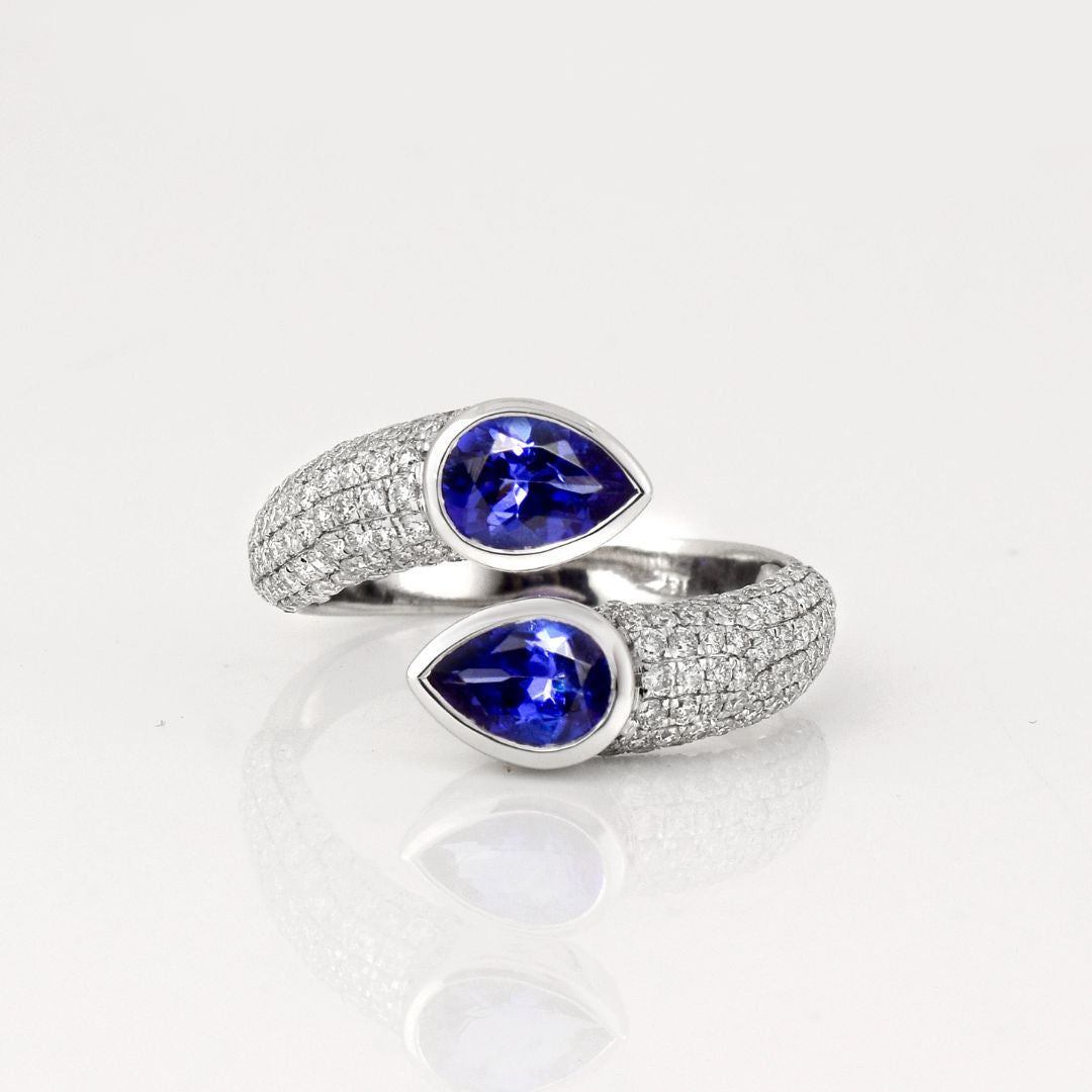 Tanzanite Bypass Ring with Diamonds