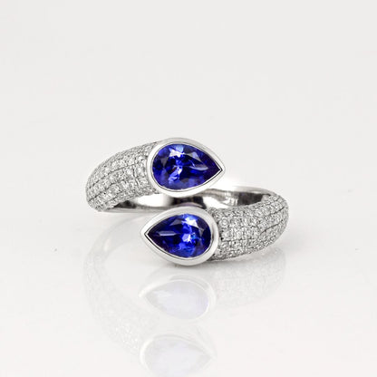 Tanzanite Bypass Ring with Diamonds